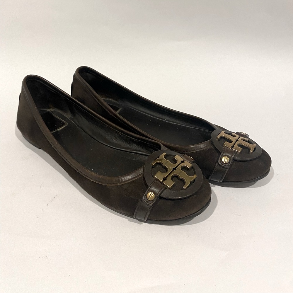 Tory Burch Chocolate Suede Aaden Ballet Flat Size 8.5